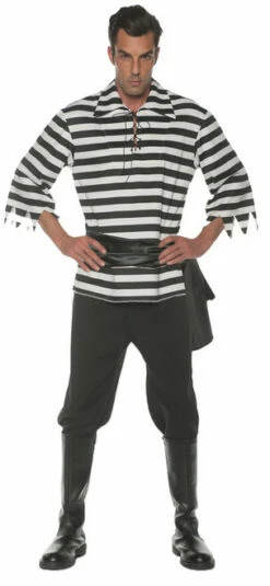 Men's Black/White Pirate Costume Set 2XL