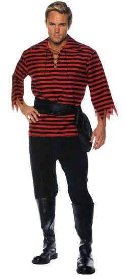 Men's Black/Red Pirate Costume Set 2XL